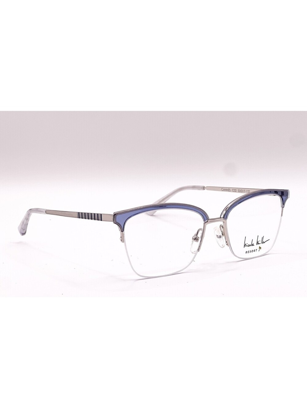 Nicole Miller Cannes C02 Trans Denim Square Authentic Eyeglass Frames 53-17-132 - Picture 4 of 5